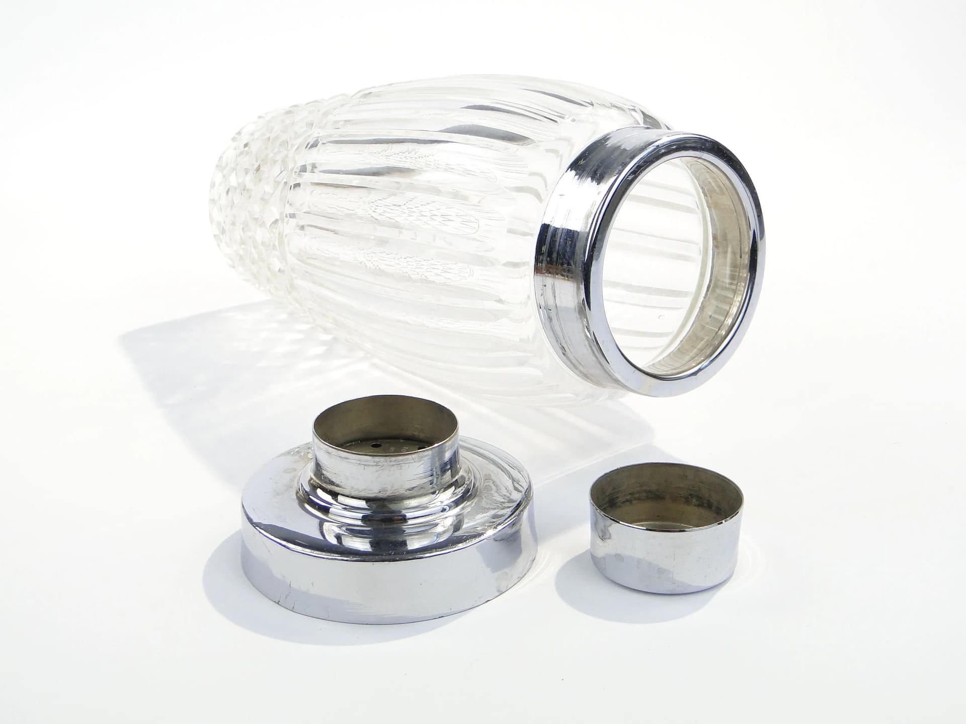 Cocktail shaker Art Deco, transparent crystal, chrome-plated brass, WMF, Germany, 1960s. - 366968