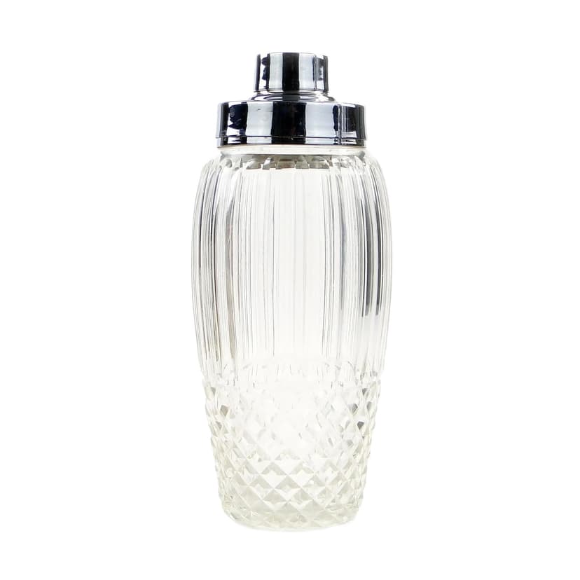 Cocktail shaker Art Deco, transparent crystal, chrome-plated brass, WMF, Germany, 1960s.