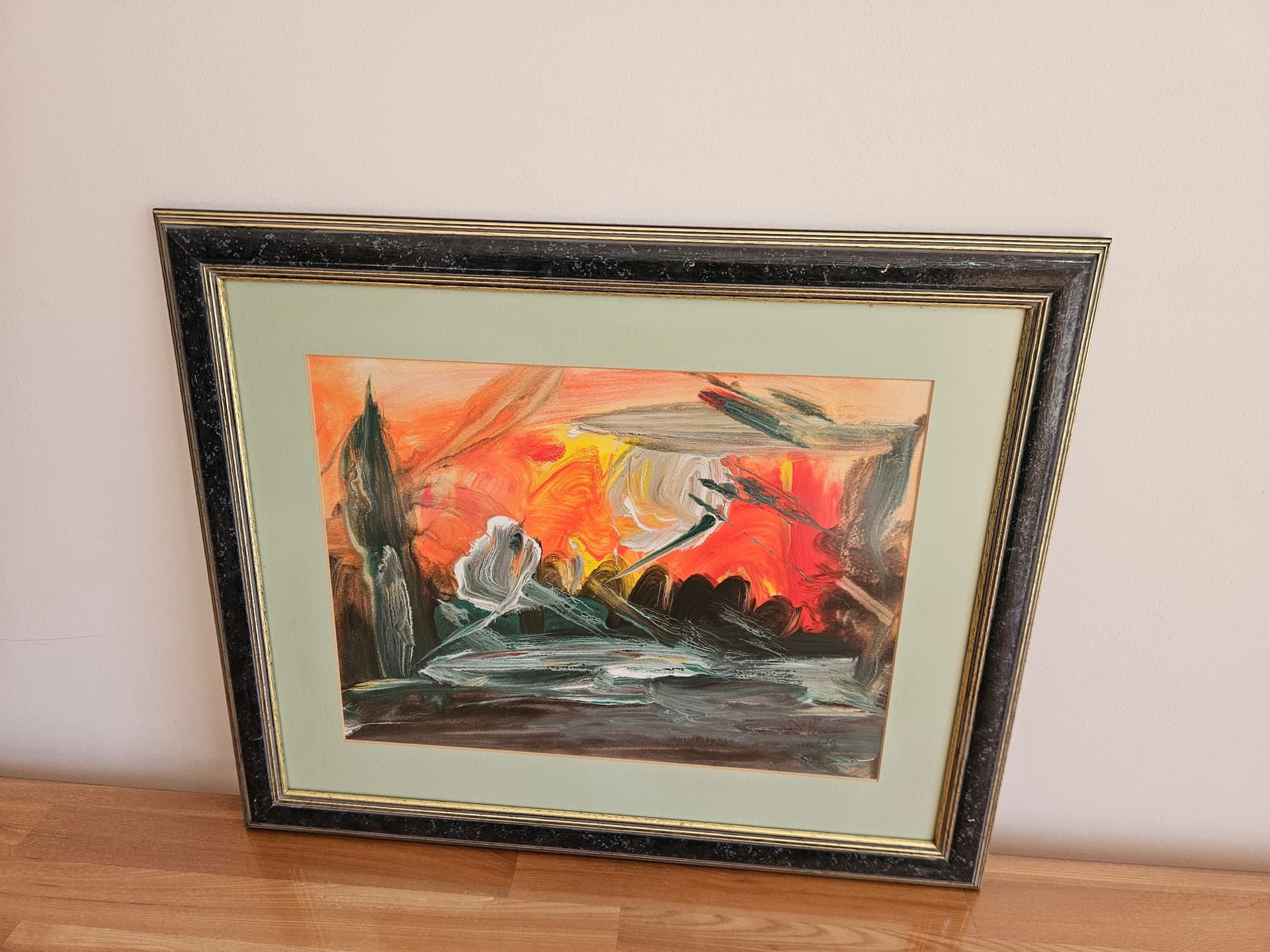 Painting Abstract Expressionism, 57x46.5 cm, canvas, wood, 1990s - 367053