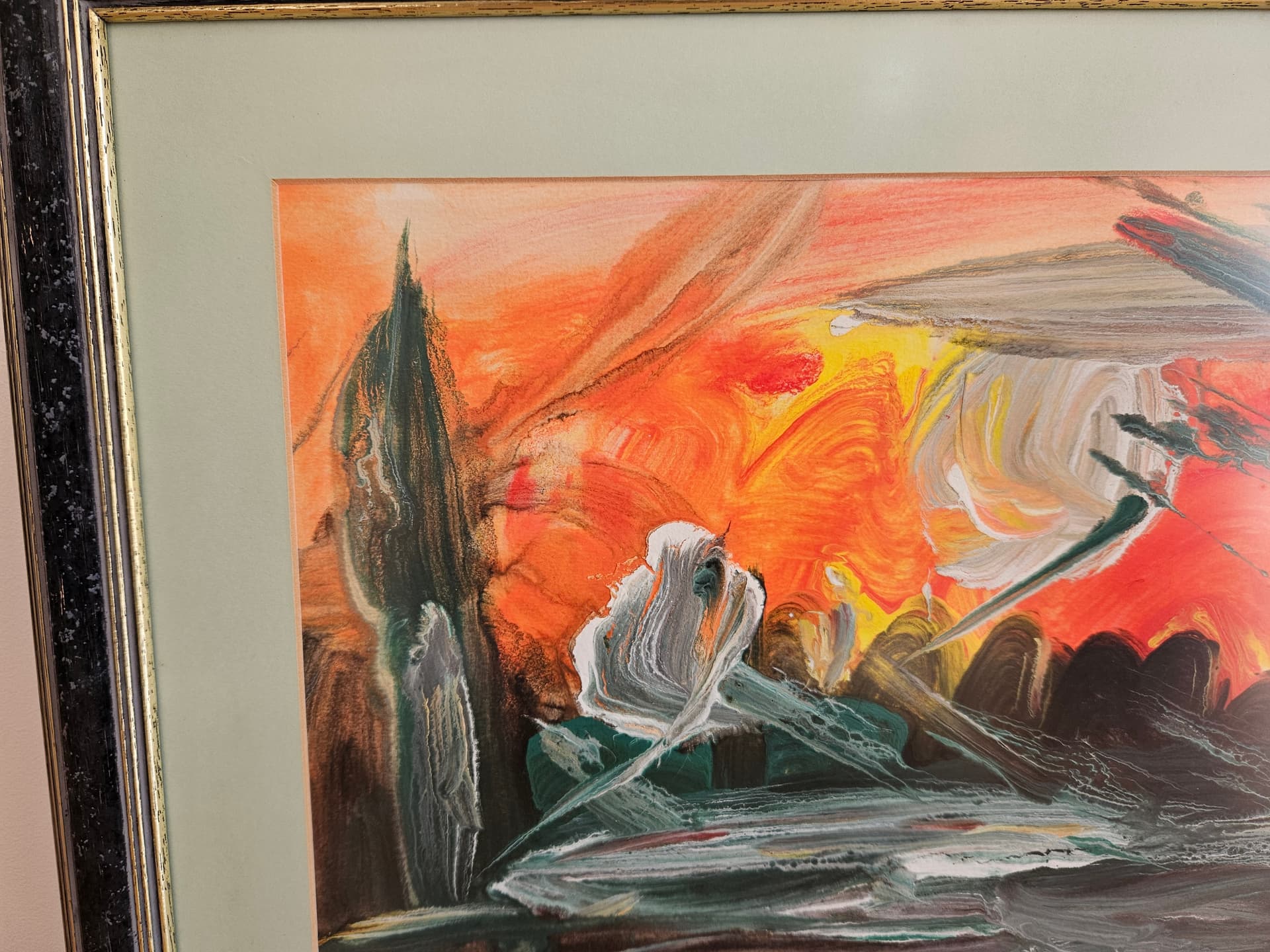 Painting Abstract Expressionism, 57x46.5 cm, canvas, wood, 1990s - 367042
