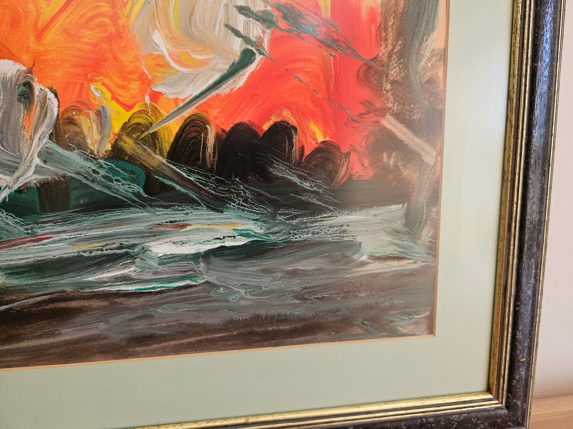 Painting Abstract Expressionism, 57x46.5 cm, canvas, wood, 1990s - 367054