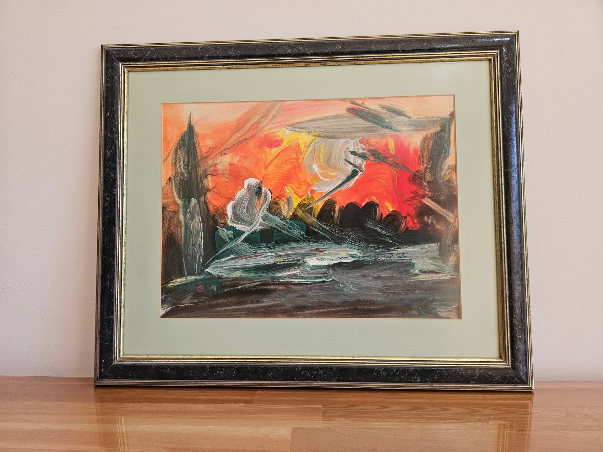 Painting Abstract Expressionism, 57x46.5 cm, canvas, wood, 1990s - 367051