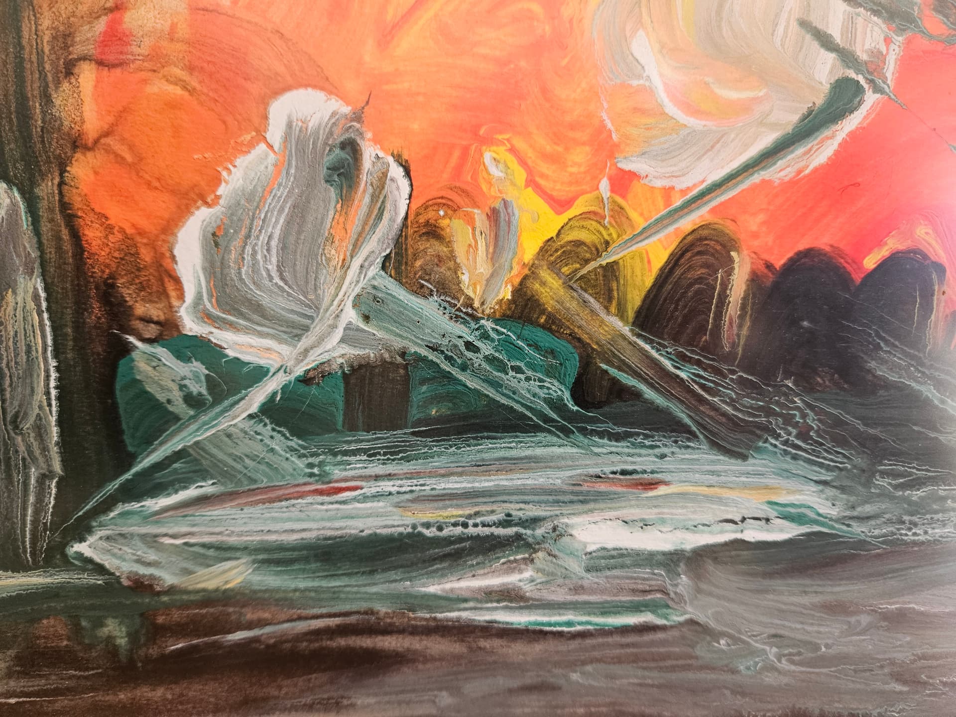 Painting Abstract Expressionism, 57x46.5 cm, canvas, wood, 1990s - 367044