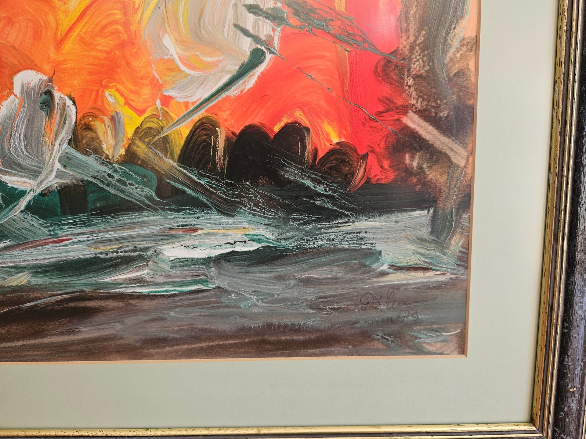Painting Abstract Expressionism, 57x46.5 cm, canvas, wood, 1990s - 367043