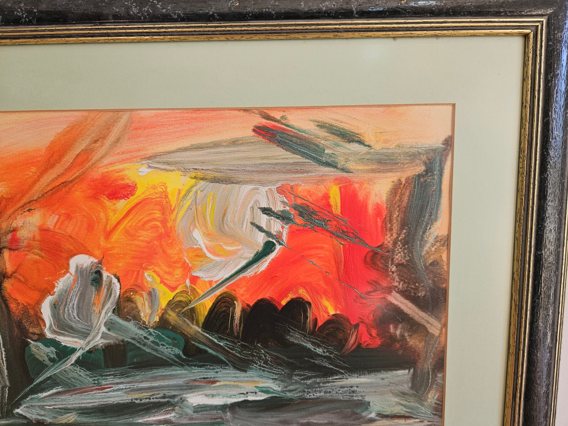Painting Abstract Expressionism, 57x46.5 cm, canvas, wood, 1990s - 367052