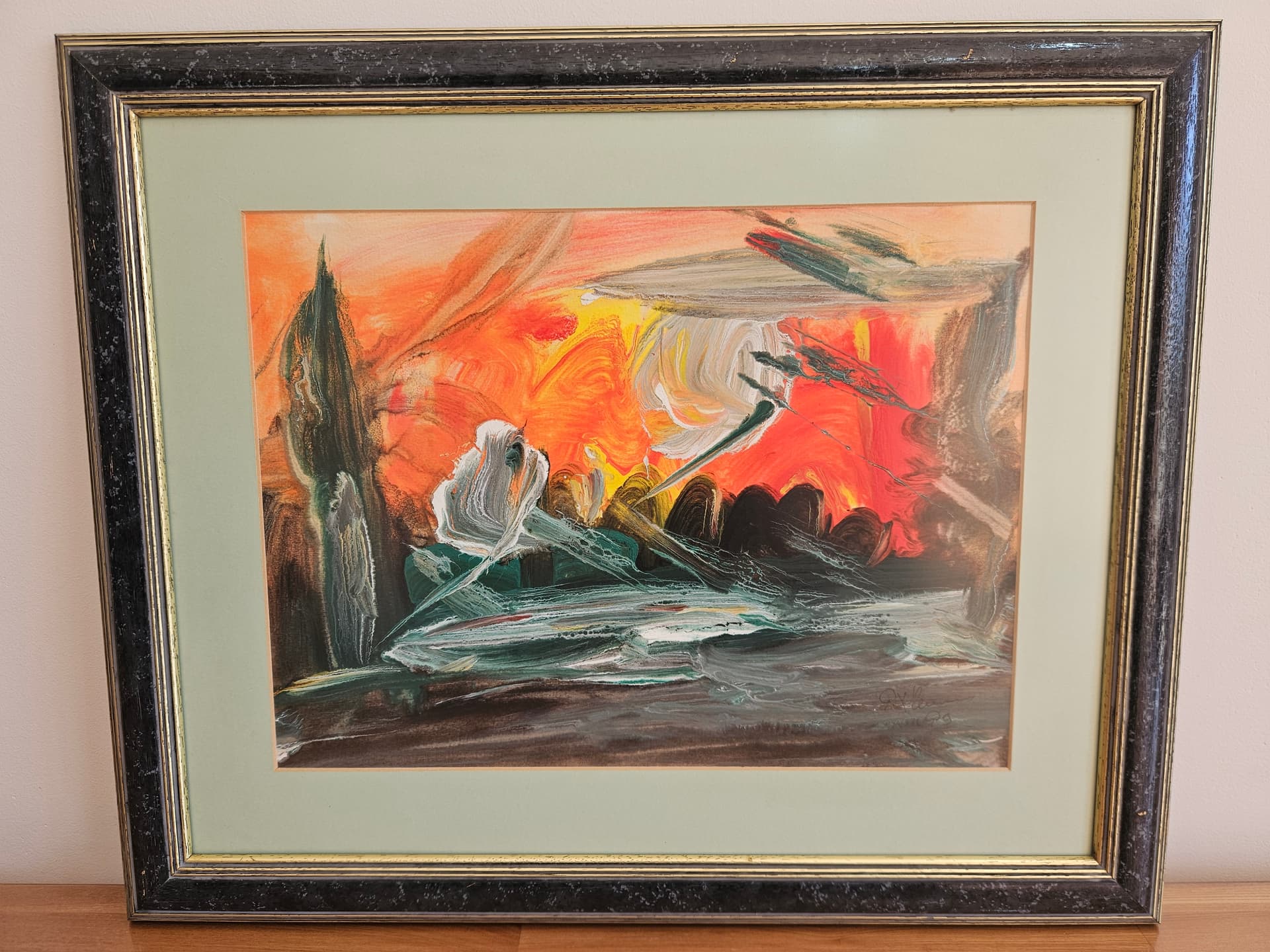 Painting Abstract Expressionism, 57x46.5 cm, canvas, wood, 1990s - 367040