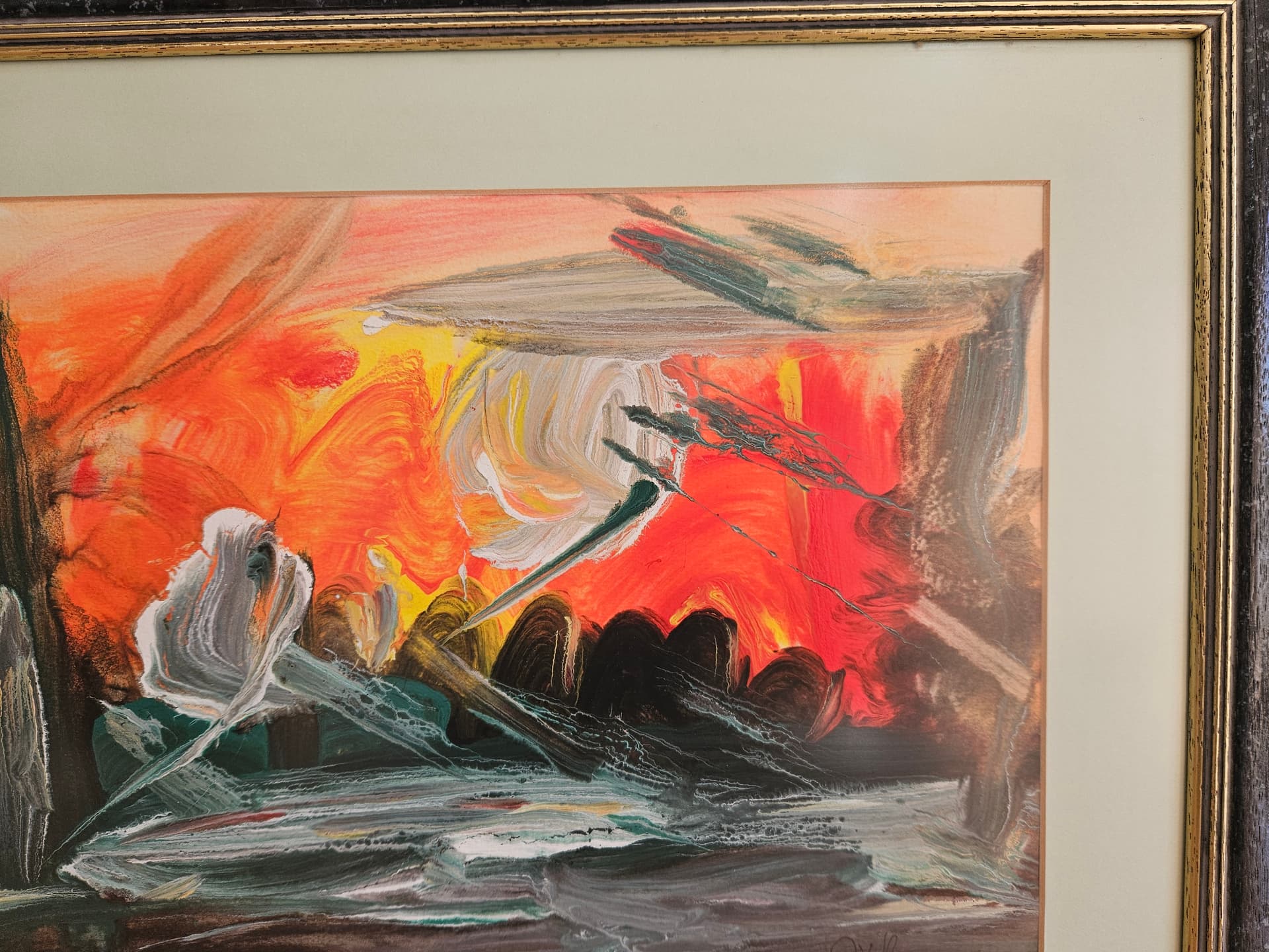Painting Abstract Expressionism, 57x46.5 cm, canvas, wood, 1990s - 367046
