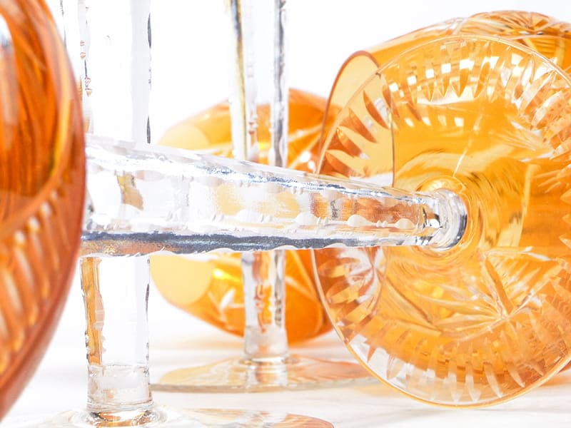 Set of Wine Glasses WMF Cristal Cabinet, orange crystal clear glass, WMF, Germany, 1950s - 367080
