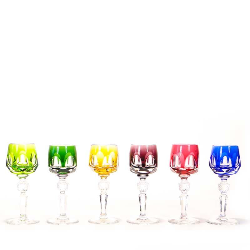 Set of liqueur glasses WMF Cristal Cabinet, multicolour crystal glass, WMF, Germany, 1960s. - 367085