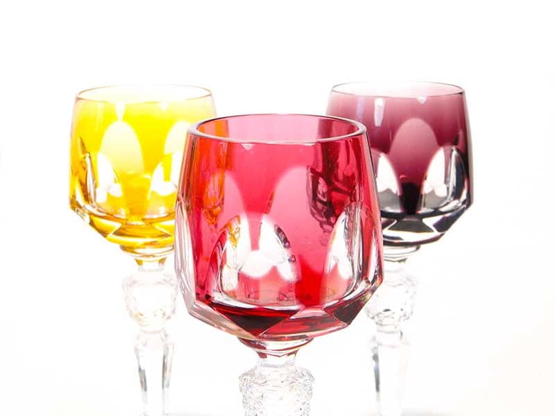 Set of liqueur glasses WMF Cristal Cabinet, multicolour crystal glass, WMF, Germany, 1960s. - 367089