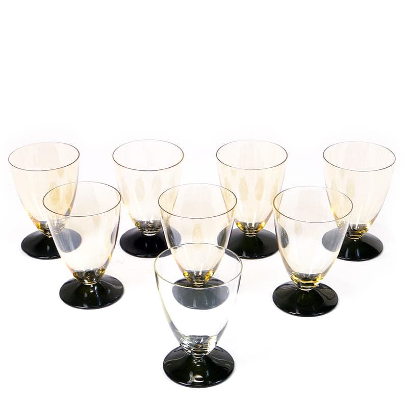 Set of wine glasses Art Deco, two-tone crystal, Hortensja, Poland, 1930s - 367165
