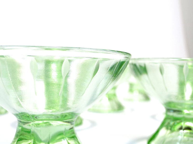Set of Art Deco glasses, green glass, Czechoslovakia, 1930s - 367172