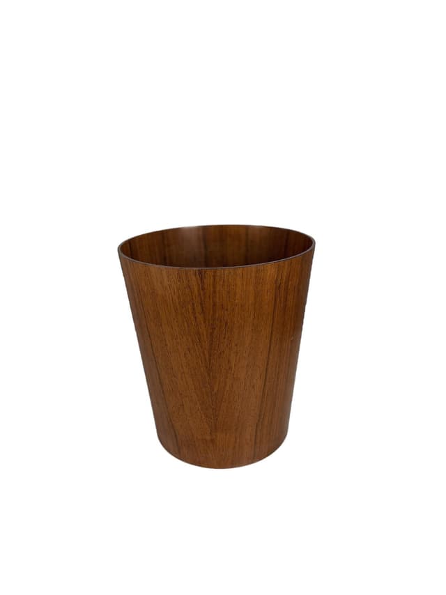 Wastepaper basket, brown teak, by M. Åberg, Servex, Sweden, 1960s. - DIMENSION