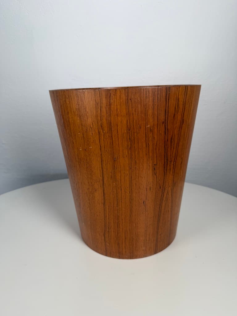Wastepaper basket, brown teak, by M. Åberg, Servex, Sweden, 1960s. - 367184