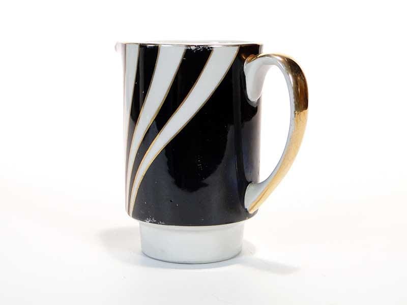 Mlecznik London, porcelana czarna biała, złocenie, proj. W. Potacki, Ćmielów, Polska, lata 60. - 367214
