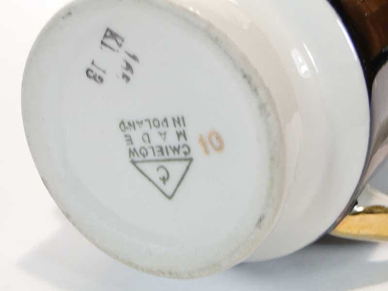 Mlecznik London, porcelana czarna biała, złocenie, proj. W. Potacki, Ćmielów, Polska, lata 60. - 367218
