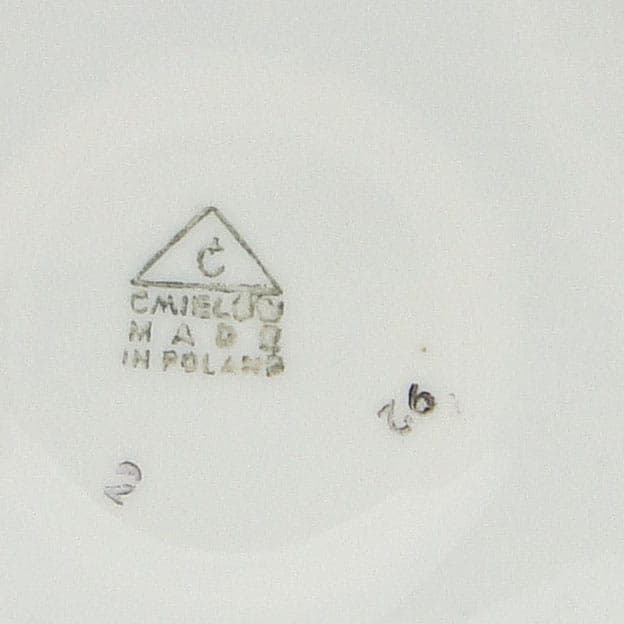 Zestaw kawowy Krokus, czerwony biały złoty, porcelana, proj. W. Potacki, Ćmielów, Polska, lata 60. - 367223