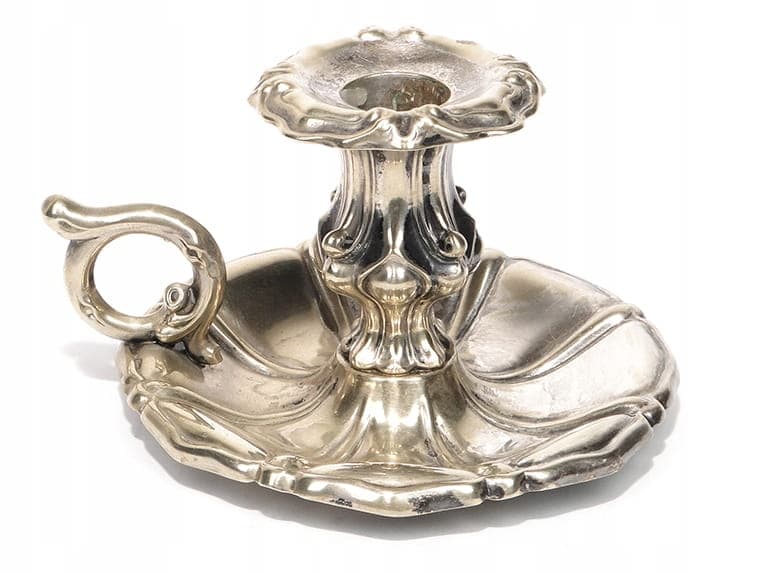 Kaganek rococo, mosiądz biały, Szwecja, początek XX w. - 367285