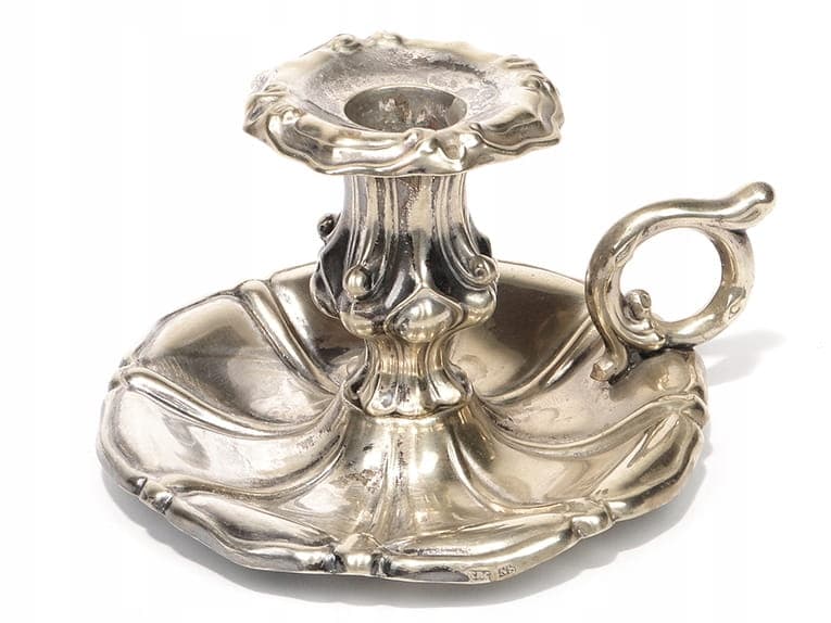 Kaganek rococo, mosiądz biały, Szwecja, początek XX w. - 367286