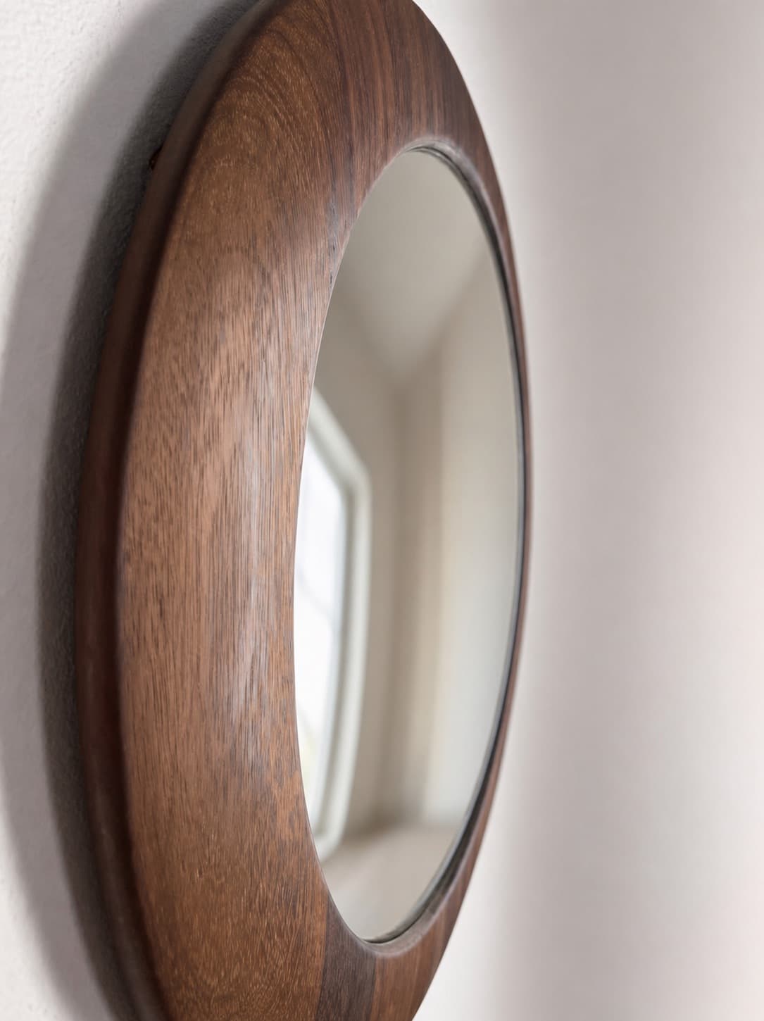 Lustro ścienne Rampel Designs Ø80 cm, drewno brązowy, szkło, Kenia, lata 90. - 367316