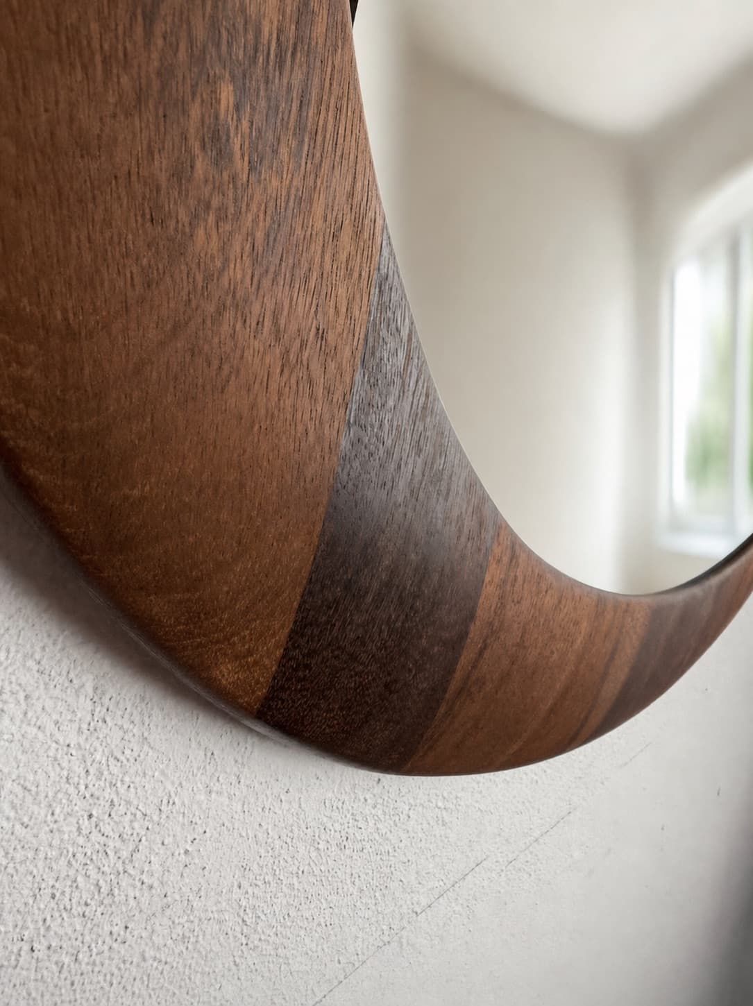 Lustro ścienne Rampel Designs Ø80 cm, drewno brązowy, szkło, Kenia, lata 90. - 367312