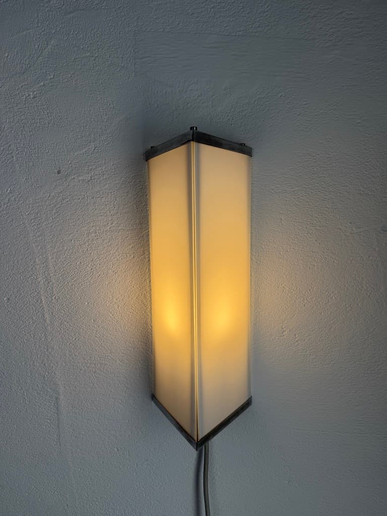Wall sconce geometric, white, metal, Denmark, 1960s - 367352