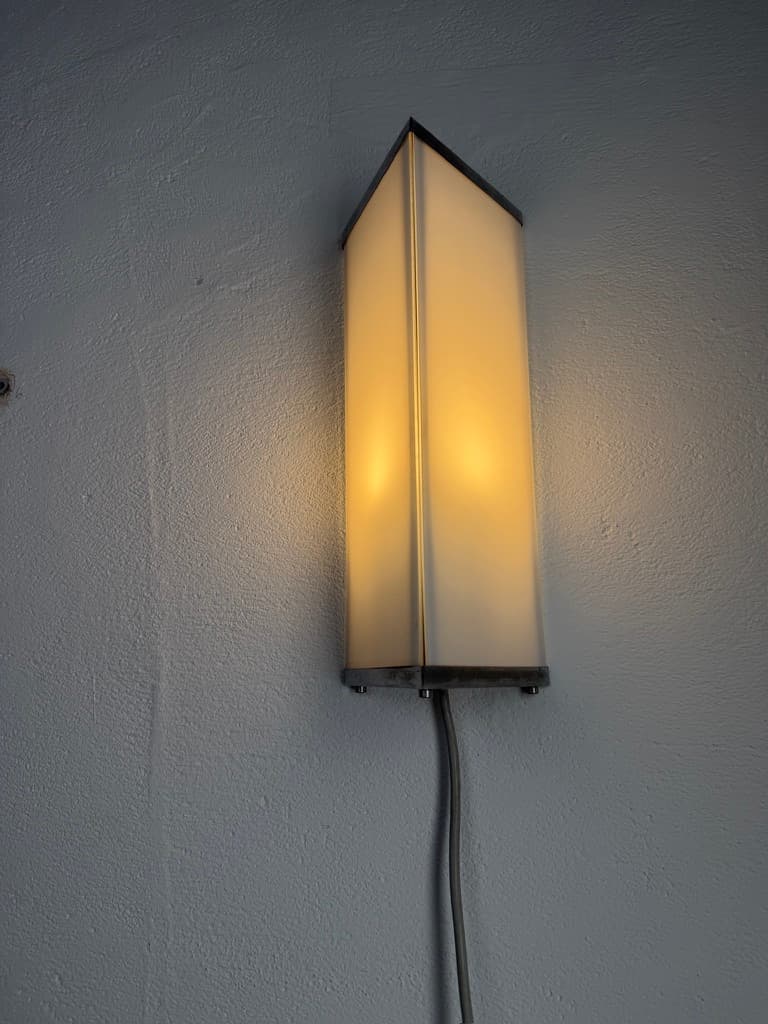 Wall sconce geometric, white, metal, Denmark, 1960s - 367354