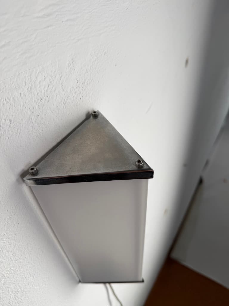 Wall sconce geometric, white, metal, Denmark, 1960s - 367344