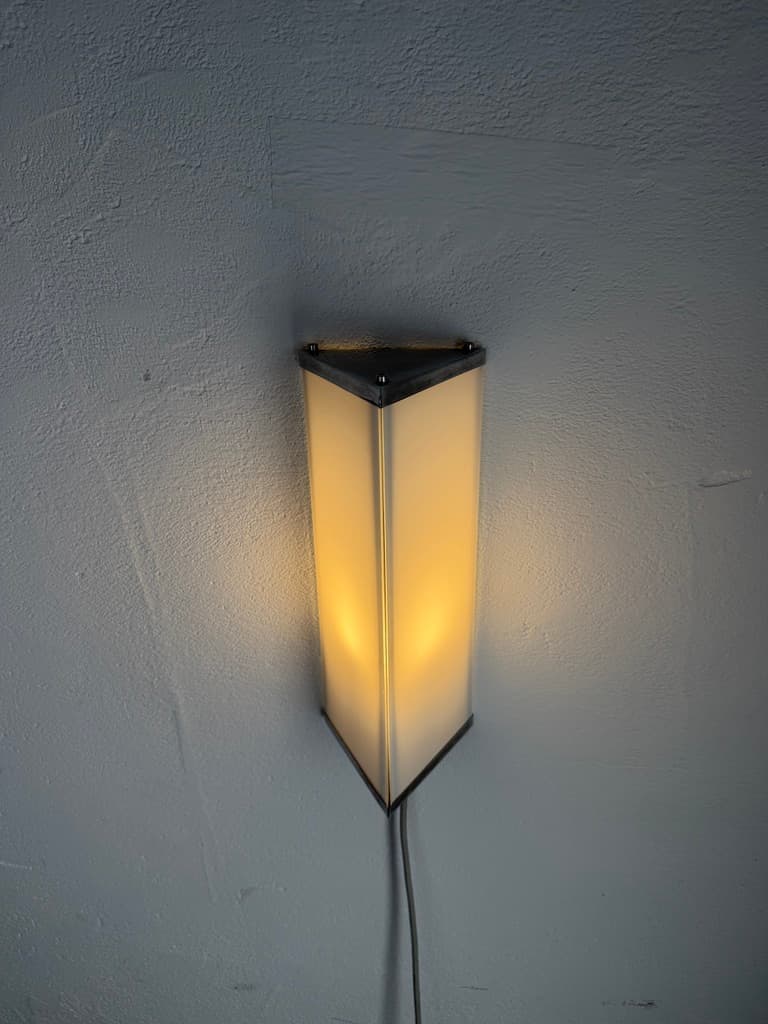 Wall sconce geometric, white, metal, Denmark, 1960s - 367350