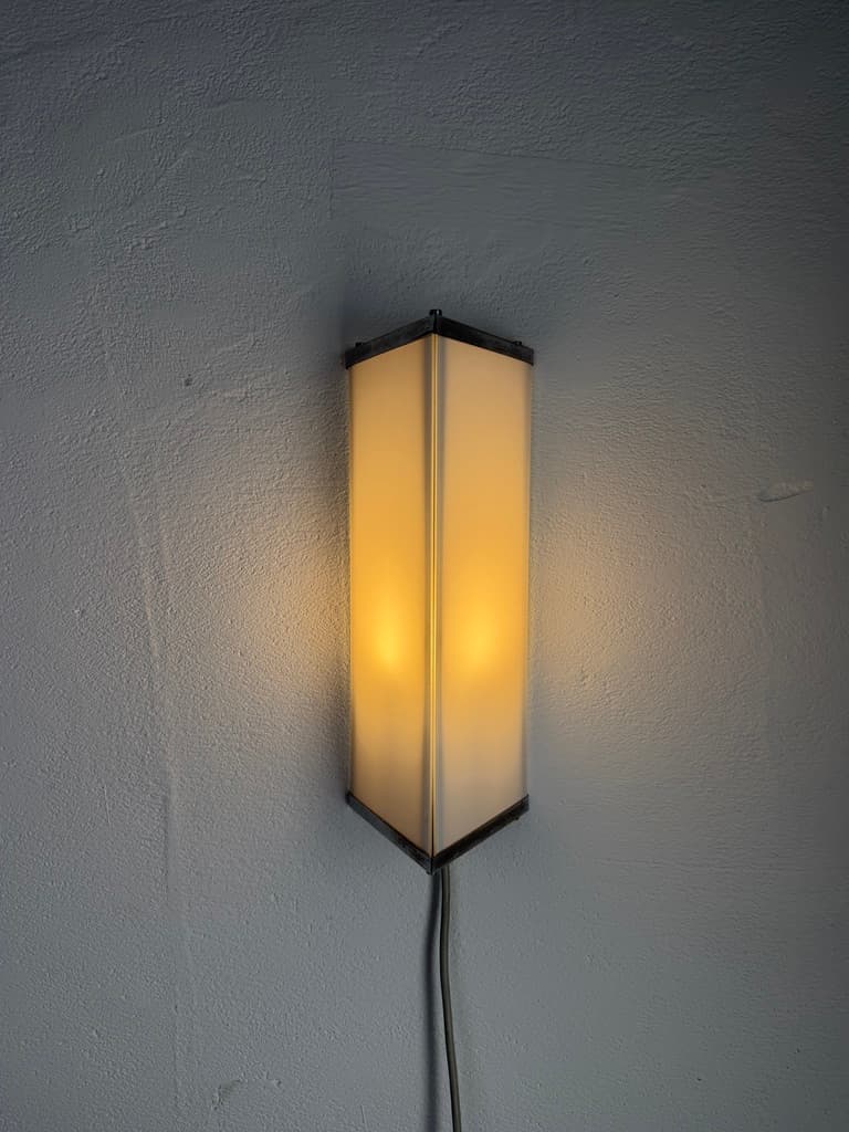 Wall sconce geometric, white, metal, Denmark, 1960s - 367349