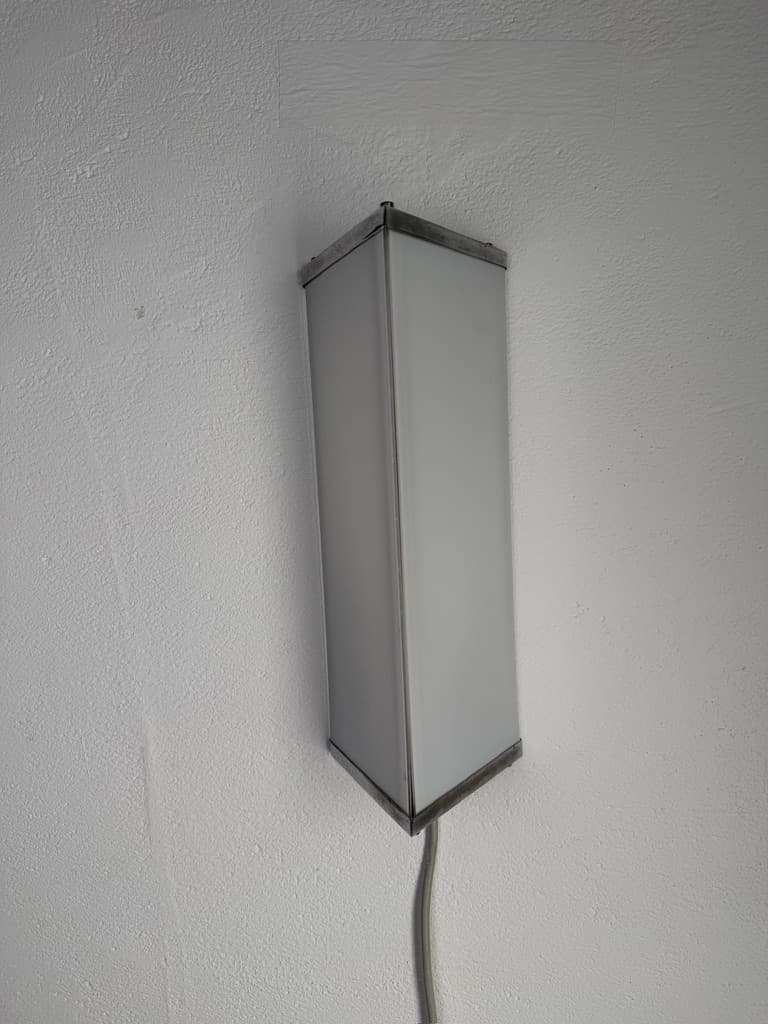 Wall sconce geometric, white, metal, Denmark, 1960s - 367348