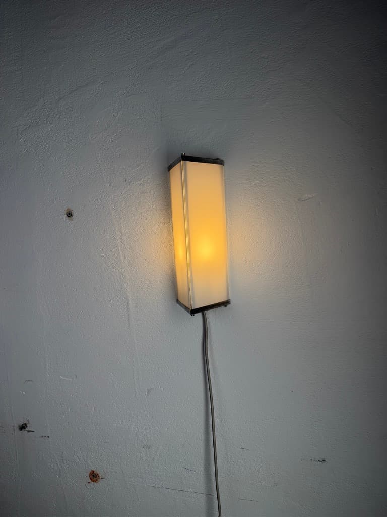 Wall sconce geometric, white, metal, Denmark, 1960s - 367351