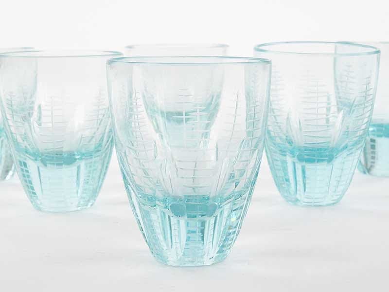 Set of glasses Beryl, clear blue-green crystal, by I. Pastrankowa, Moser, Czechia, 1950s - 367448