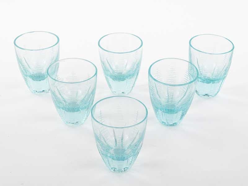 Set of glasses Beryl, clear blue-green crystal, by I. Pastrankowa, Moser, Czechia, 1950s - 367447