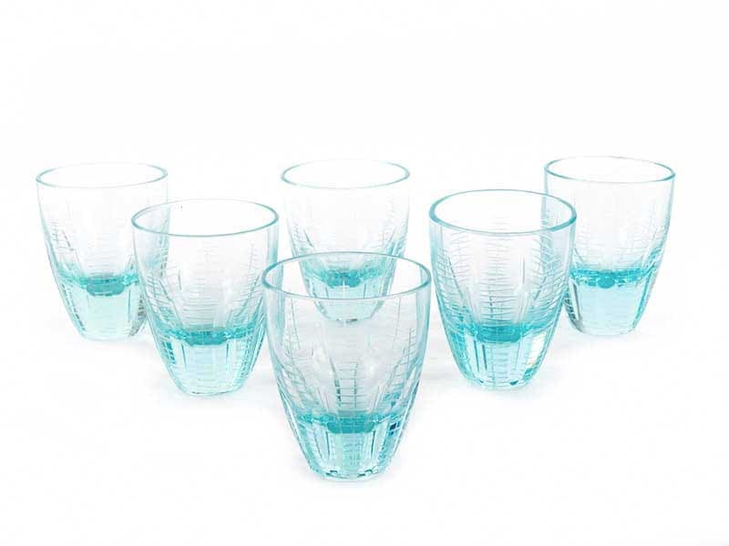 Set of glasses Beryl, clear blue-green crystal, by I. Pastrankowa, Moser, Czechia, 1950s