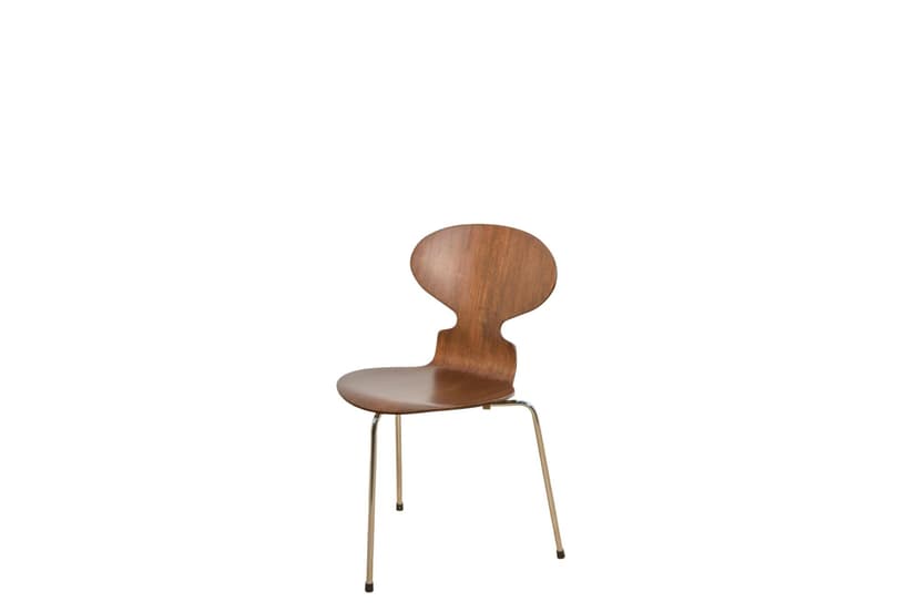 Krzesło Ant 3101, sklejka teak brązowy, stal chromowana srebrny, proj. A. Jacobsen, Fritz Hansen, Dania, lata 70.