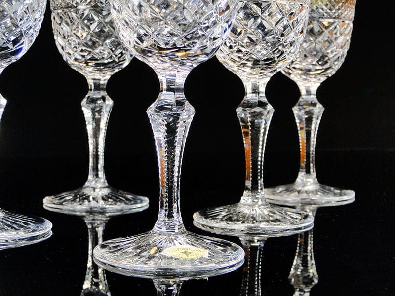 Set of Ernestine wine glasses, clear crystal, gilt, Józefina Glassworks, Poland, 1920s - 367517