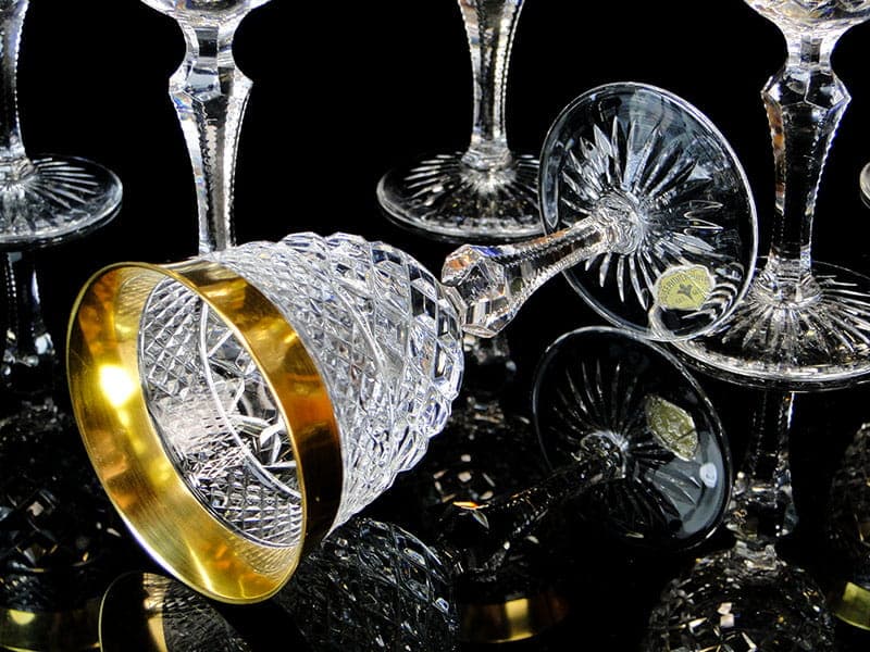 Set of Ernestine wine glasses, clear crystal, gilt, Józefina Glassworks, Poland, 1920s - 367511