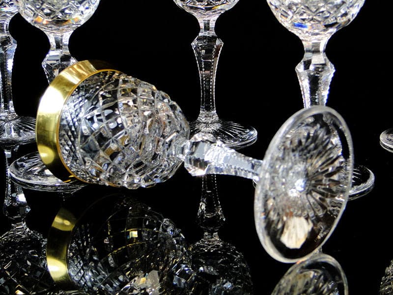 Set of Ernestine wine glasses, clear crystal, gilt, Józefina Glassworks, Poland, 1920s - 367512