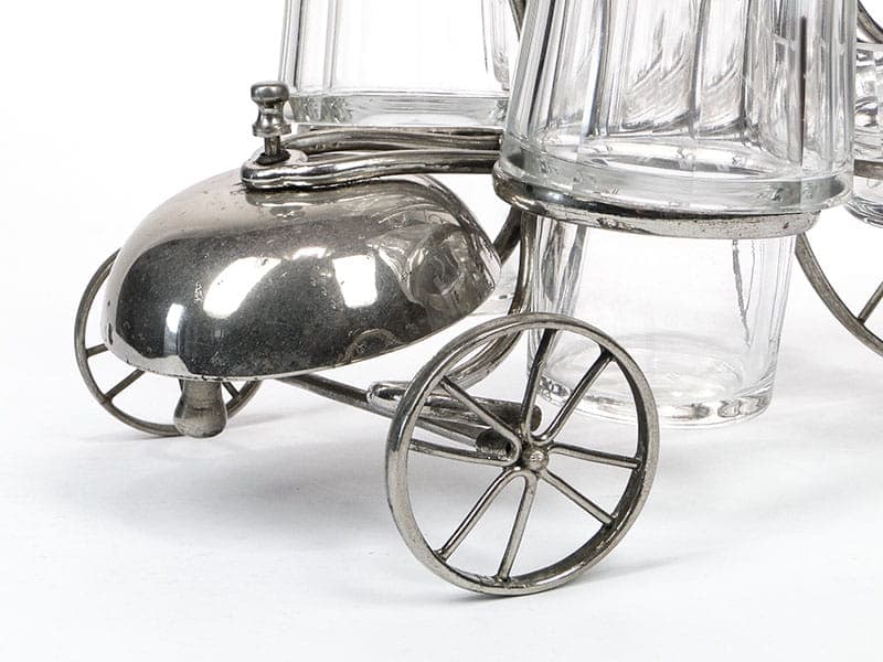 Table Cabaret Set Bicycle, silver metal, clear crystal, Austria, 19th century - 367623