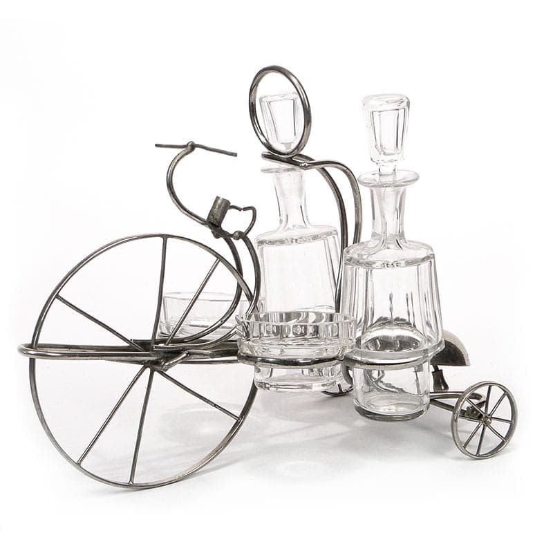 Table Cabaret Set Bicycle, silver metal, clear crystal, Austria, 19th century - 367618