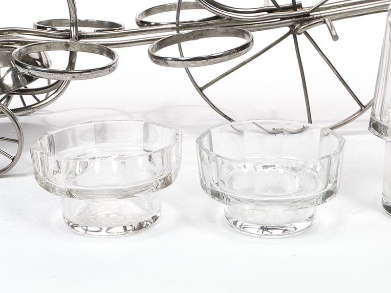 Table Cabaret Set Bicycle, silver metal, clear crystal, Austria, 19th century - 367622