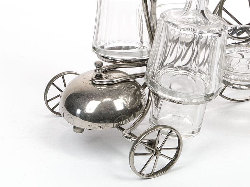 Table Cabaret Set Bicycle, silver metal, clear crystal, Austria, 19th century - 367620