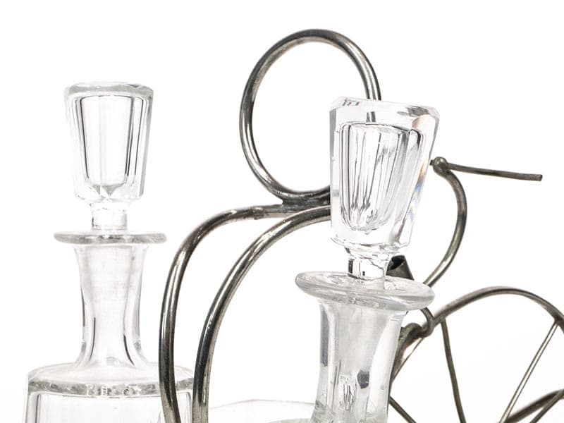 Table Cabaret Set Bicycle, silver metal, clear crystal, Austria, 19th century - 367624