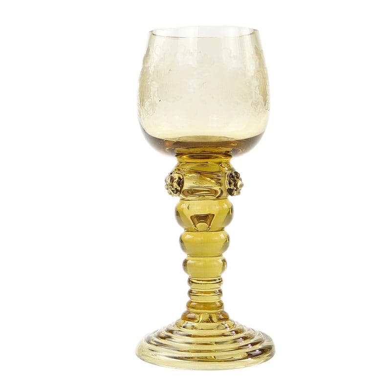 Wine Goblet Remer, Service Victoria, yellow transparent, glass, Theresienthal, Germany, 19th century