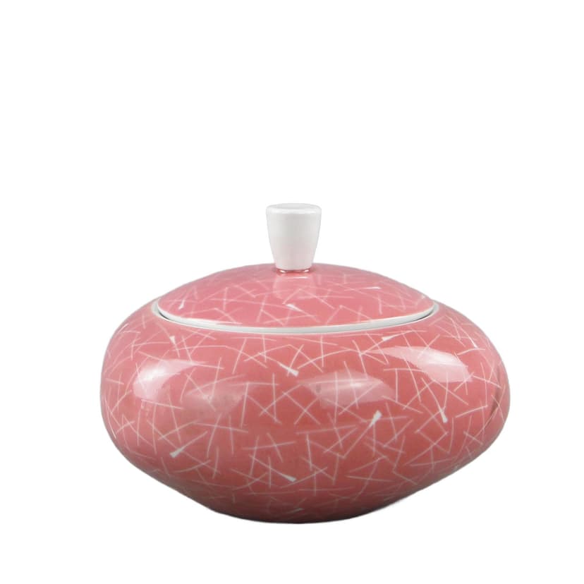 Bonbonniere New Look, pink porcelain, by Z. M. Stadnicki, Poland, 1950s