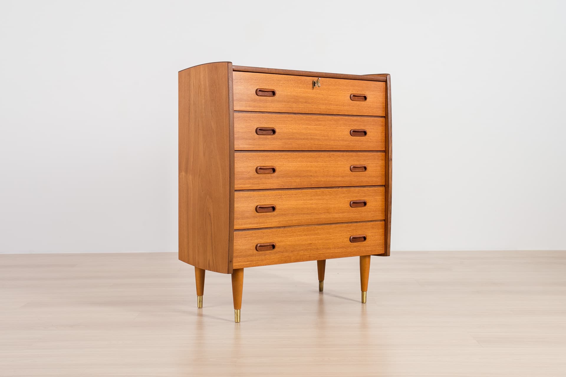 Komoda skandynawska, teak brązowy, Norwegia, lata 70. - 367799