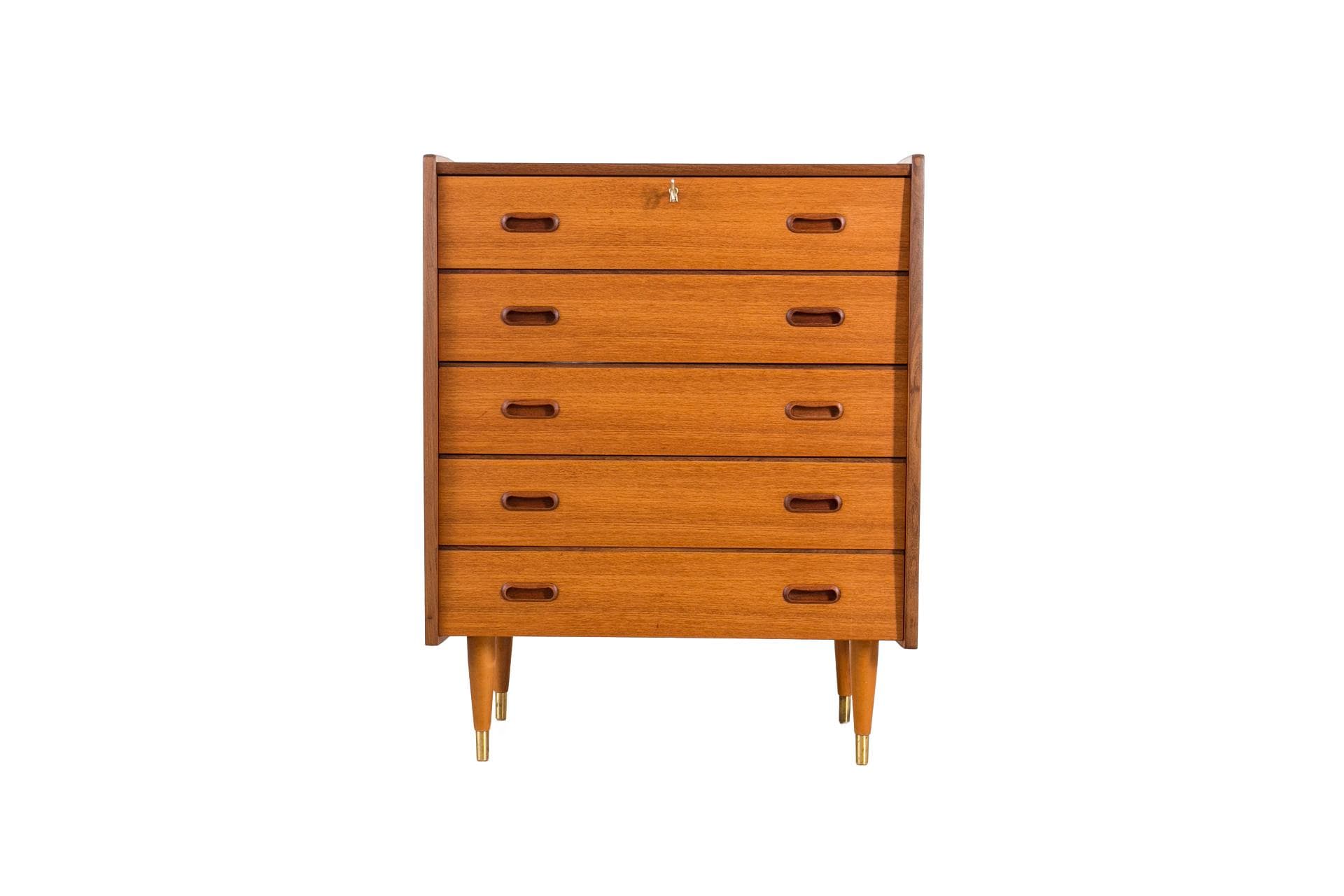 Komoda skandynawska, teak brązowy, Norwegia, lata 70.
