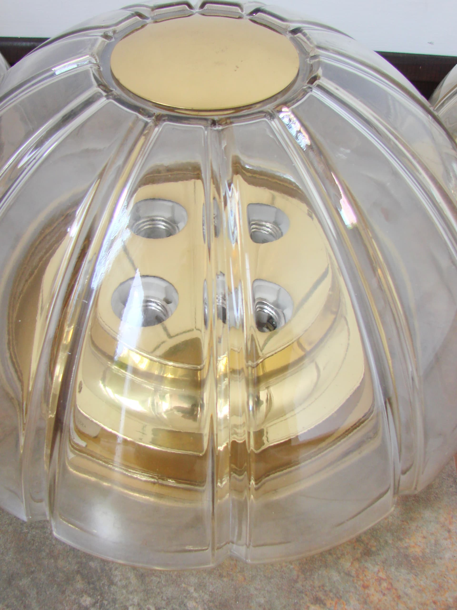 Lamp set, Limburg, transparent glass, gold metal, Limburg / Glashütte Limburg, Germany, 1970s. - 367834