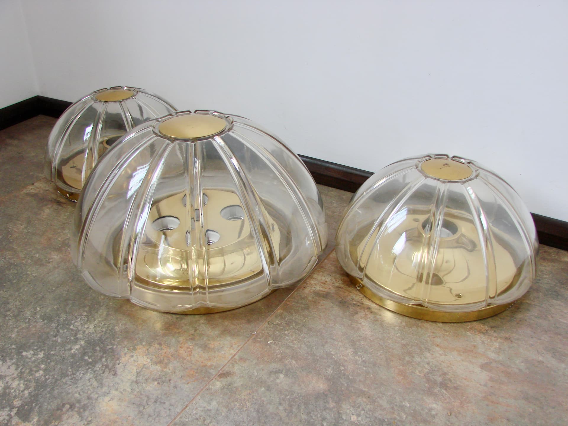 Lamp set, Limburg, transparent glass, gold metal, Limburg / Glashütte Limburg, Germany, 1970s. - 367836